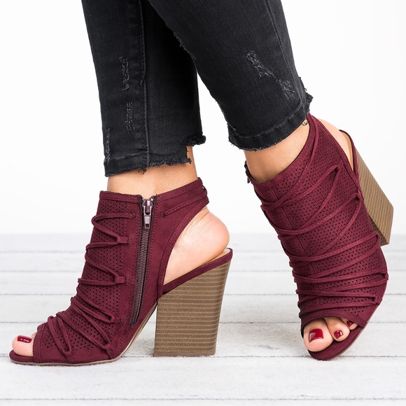 Soda Shoes - Ruby Peep toe Bootie - Vino